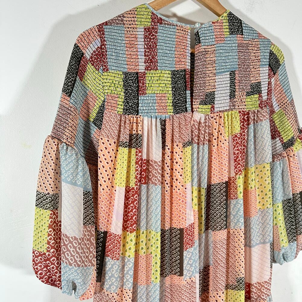 Cinq A Sept Patchwork Rika Swing Dress Womans 6 whimsy babydoll - Picture 13 of 16